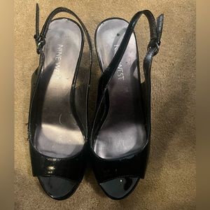 Nine West open toe heels size 5 black